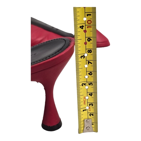 Balenciaga Drapy Red Twisted Leather Knife Open Toe Mule Pumps SZ 36 - Picture 6 of 12